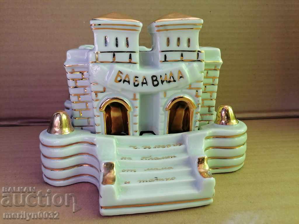 Inkwell porcelain Baba Vida gift inscription gold letters