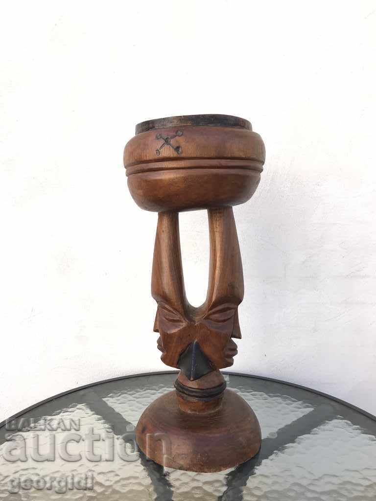 Sculptură manuală - scrumieră africană №1019