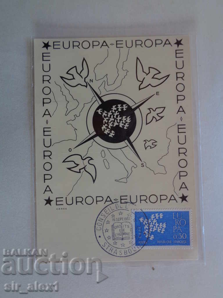 Κάρτα πρώτης ημέρας-μέγιστο, Συμβούλιο της Ευρώπης 1961