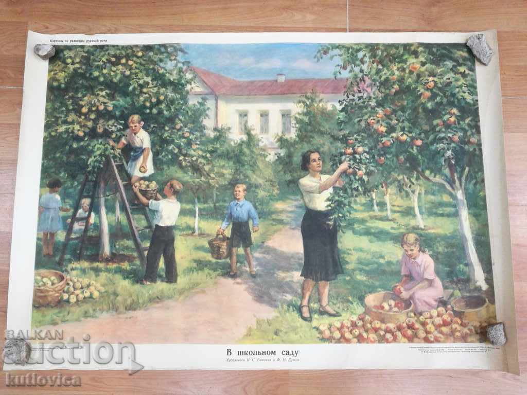 Afiș rusesc educativ în culori vechi 1960