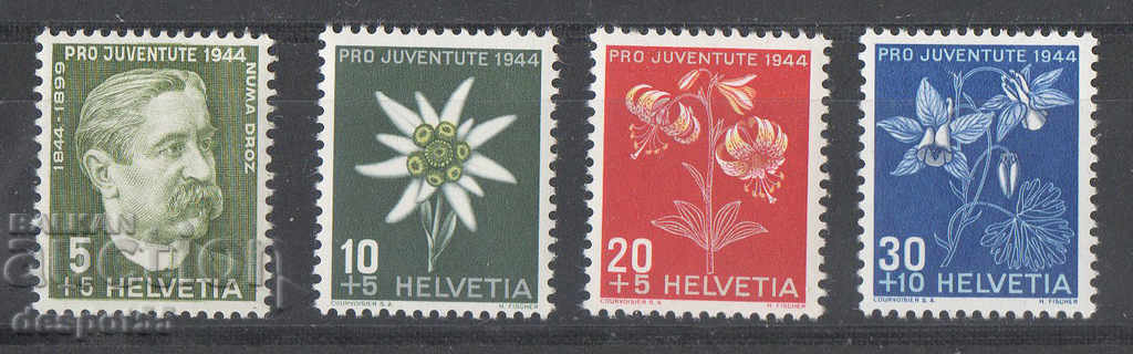 1944. Ελβετία. Pro Juventute - Numa Droz - Цветя.