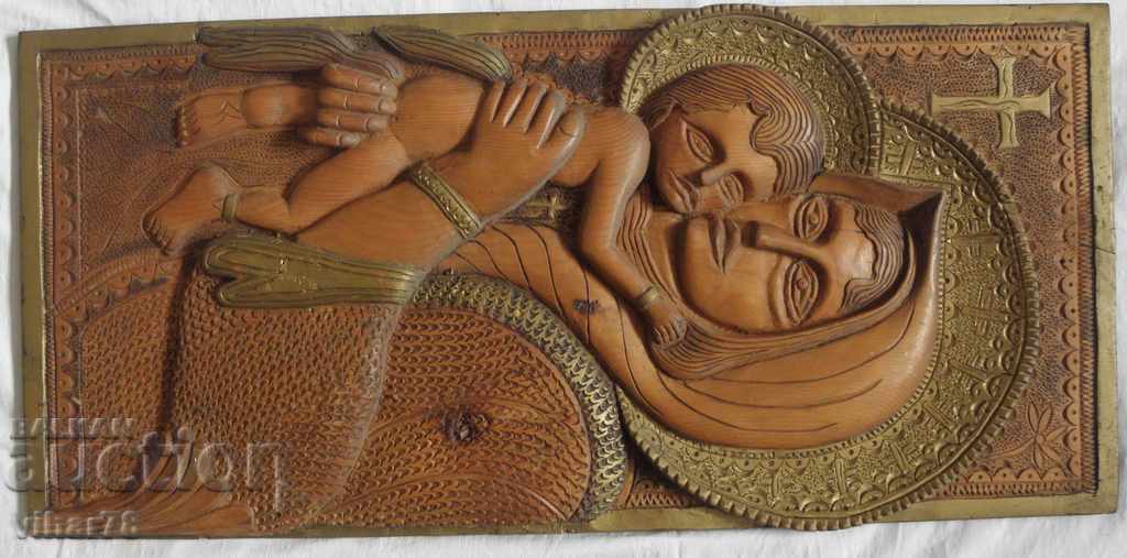 ΞΥΛΟΓΛΥΠΤΗ ΕΙΚΟΝΑ ΠΑΝΑΓΙΑ ΜΕ ΤΟΝ ΧΡΙΣΤΟ - 5