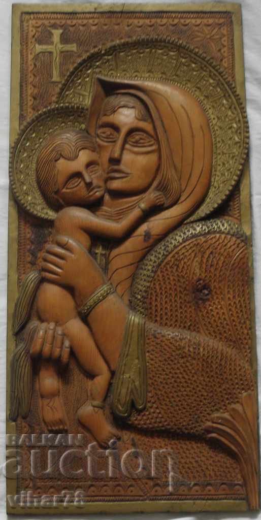 PICTURE WOODCUTTING THE MADONNA WITH THE BABY