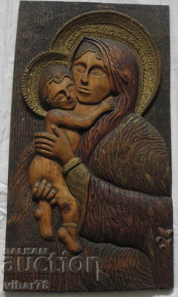 PICTURE WOODCUTTING THE MADONNA WITH THE BABY