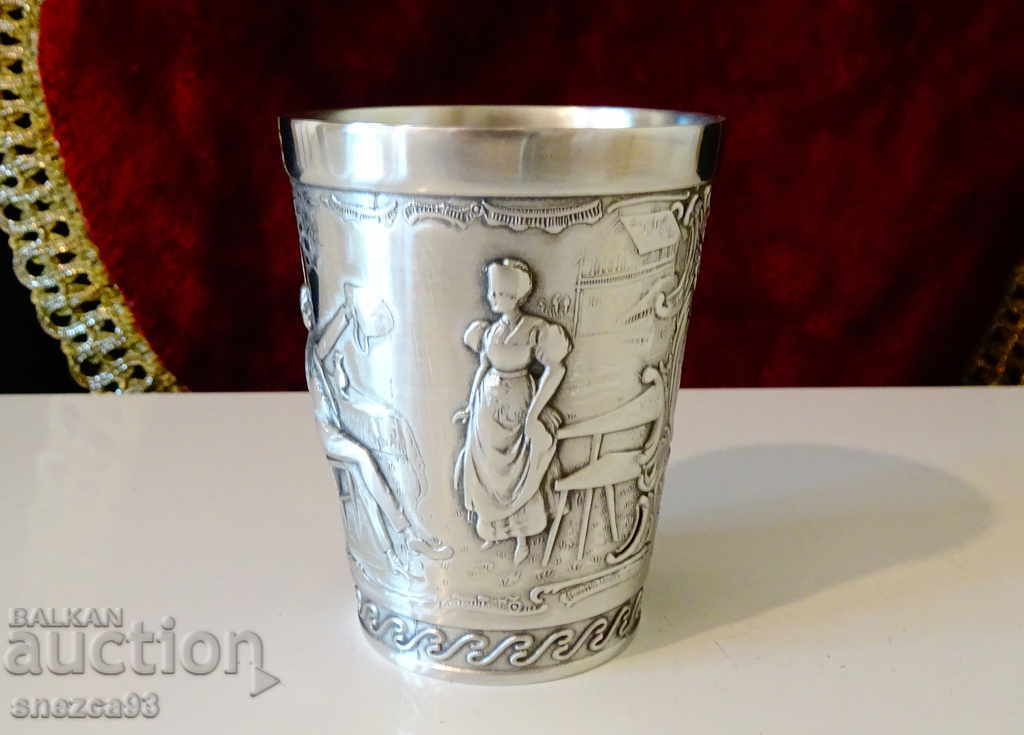 Pewter wine cup, embossed picture with price 39.00 BGN | € 19.94 Pewter wine cup, embossed picture with price 39.00 BGN | € 19.94