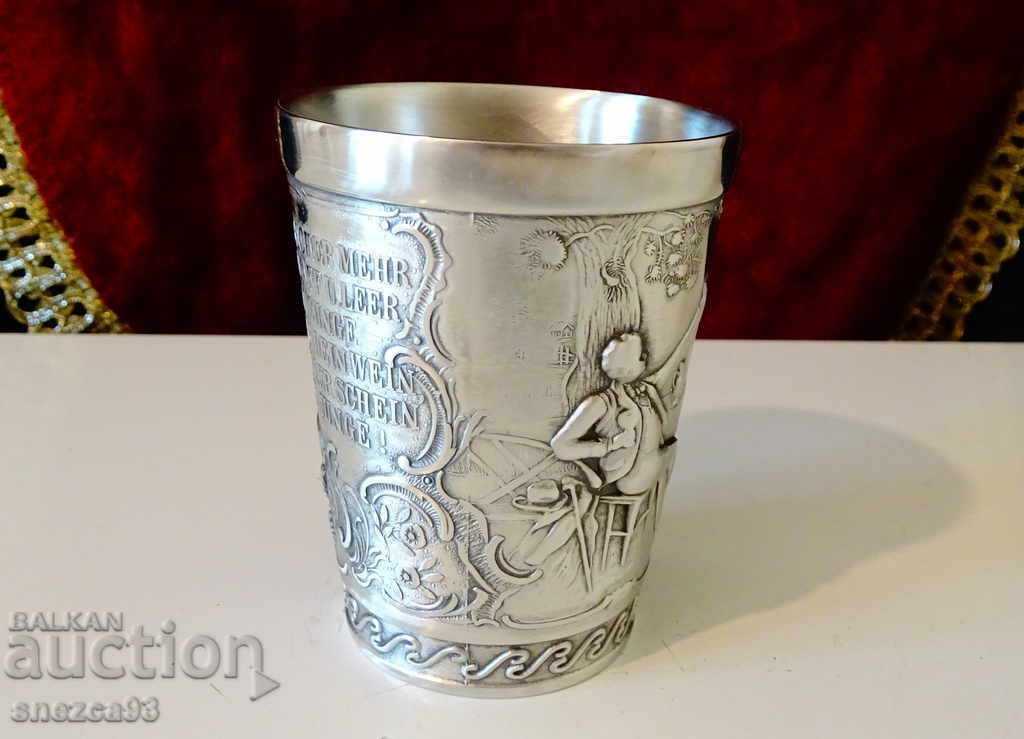 Pewter wine cup, embossed picture - 5 Pewter wine cup, embossed picture - 5