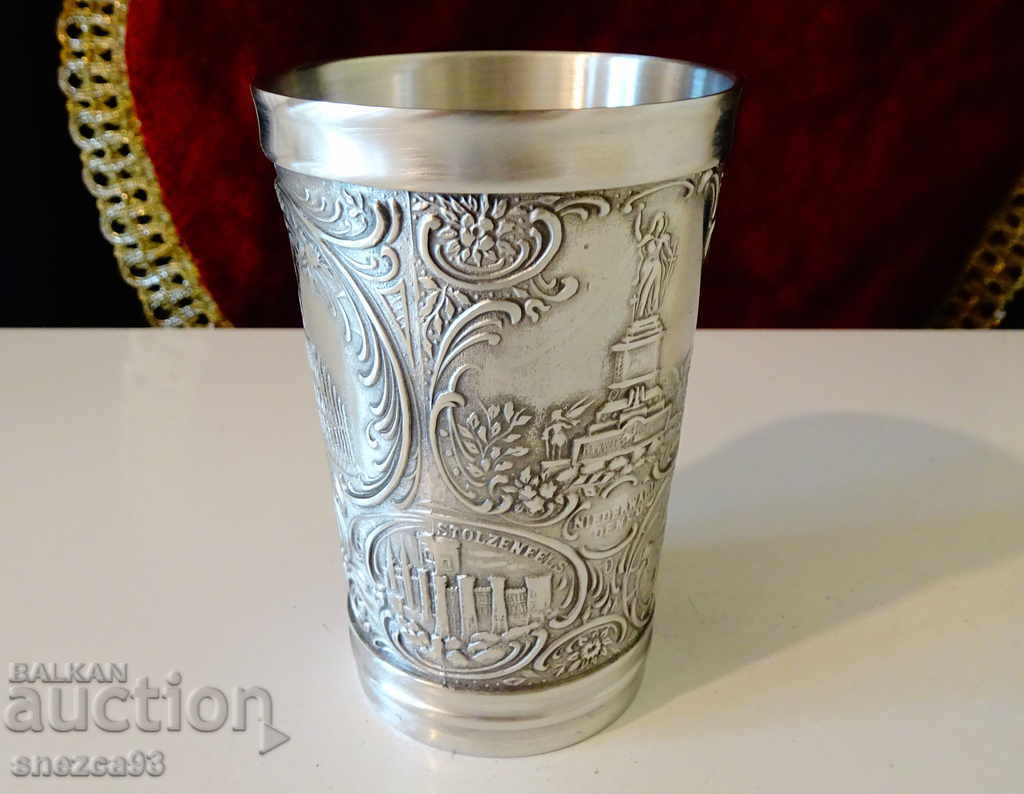 Delivery of Tin cup for wine, architecture, monuments