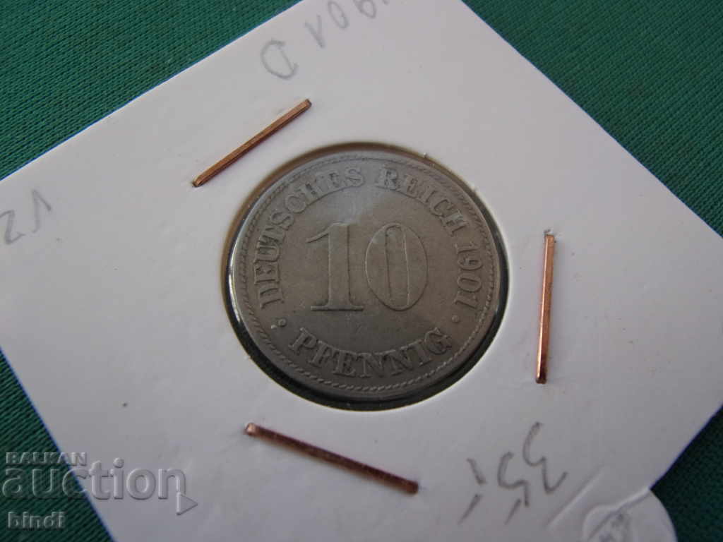 Germany Reich 10 Pfennig 1901 D Rare