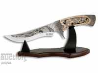 Decorative knife with stand, engraved, eagle