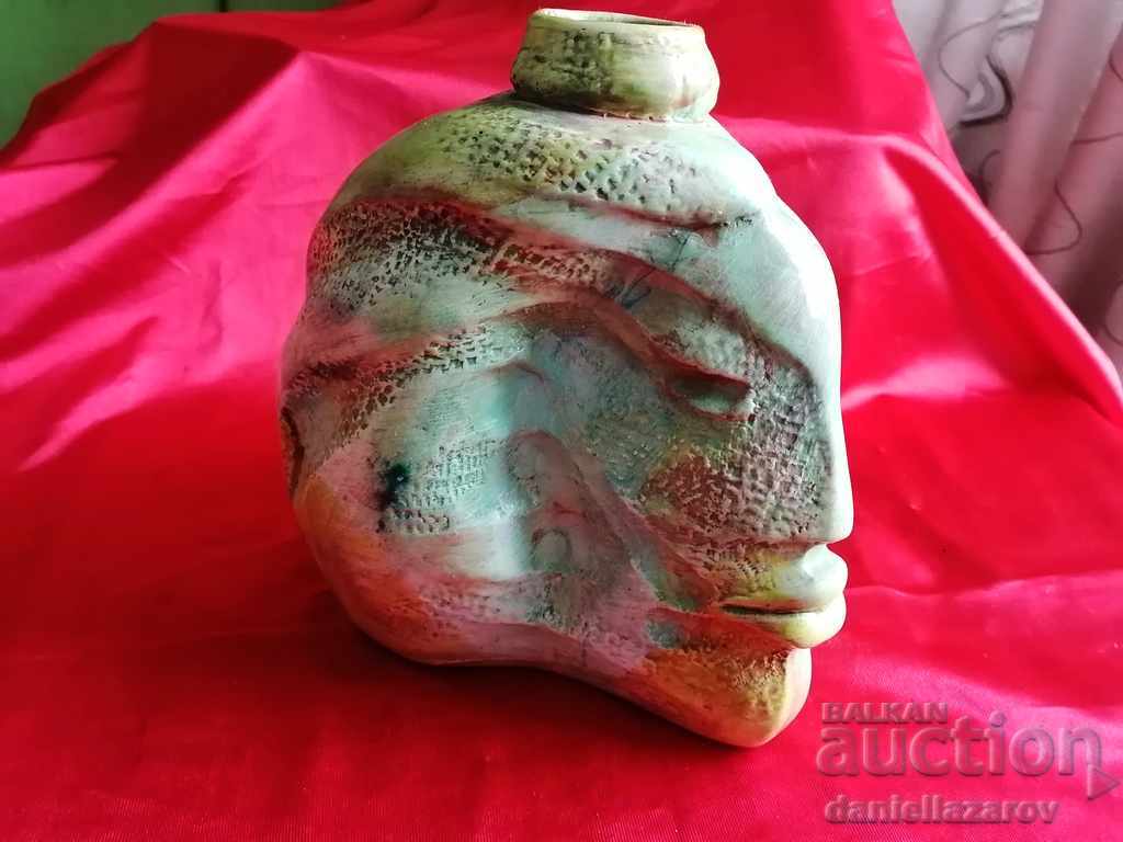 Unique Author's Ceramics Head, Face