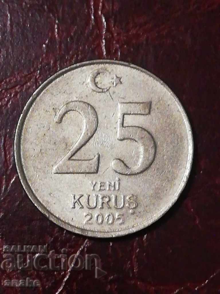 Turkey 25 kurush 2005