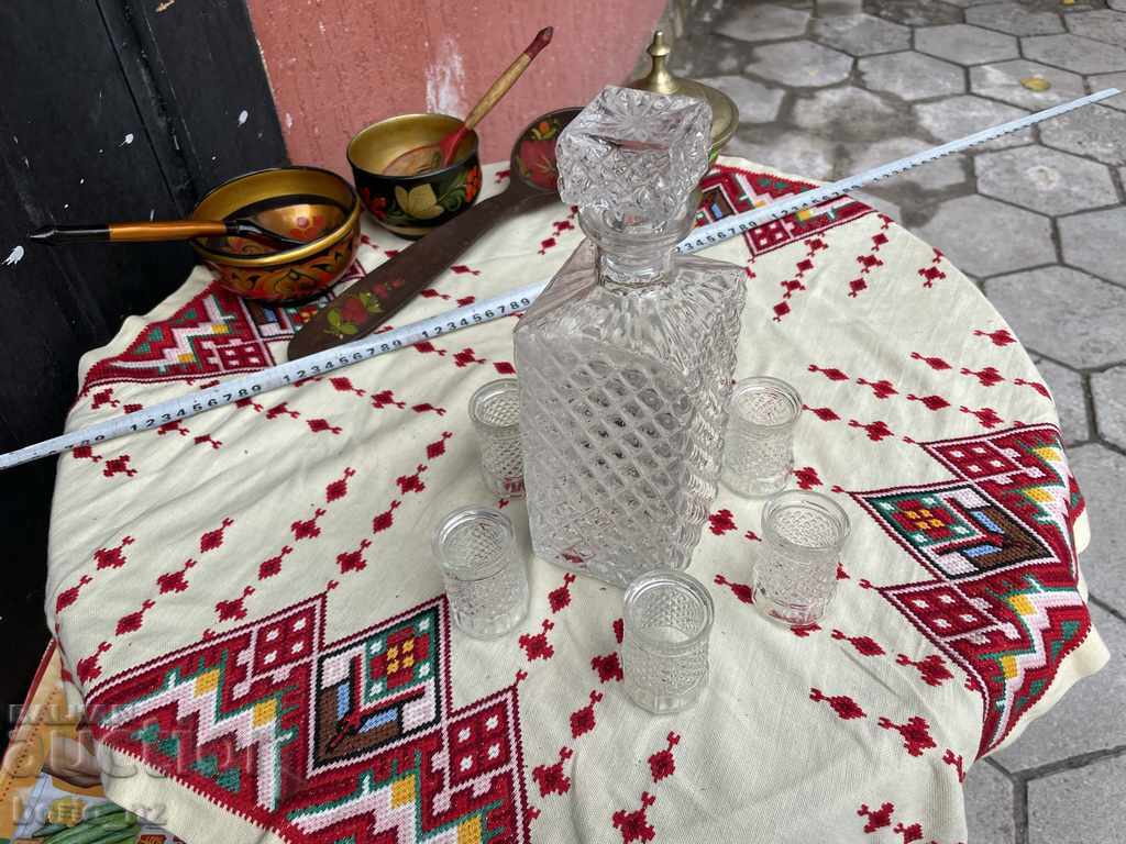 10734. OLD SERVICE GARAPHA AND GLASSES SOLID GLASS - 6 10734. OLD SERVICE GARAPHA AND GLASSES SOLID GLASS - 6