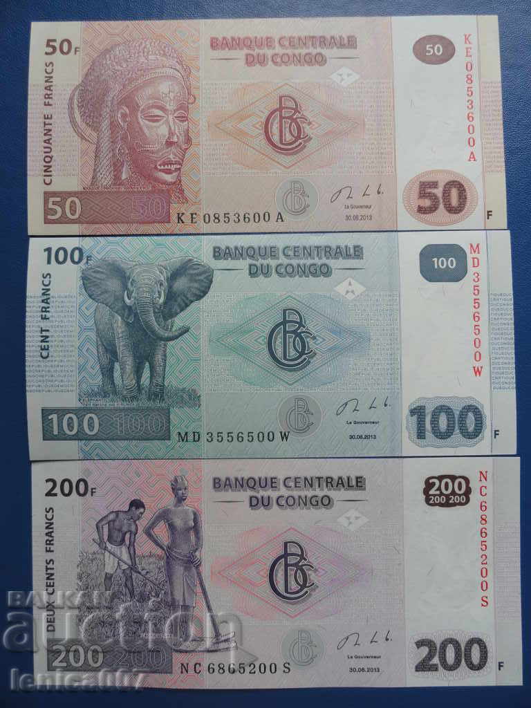 Licitație Congo 2013 - 50, 100 si 200 franci UNC Licitație Congo 2013 - 50, 100 si 200 franci UNC