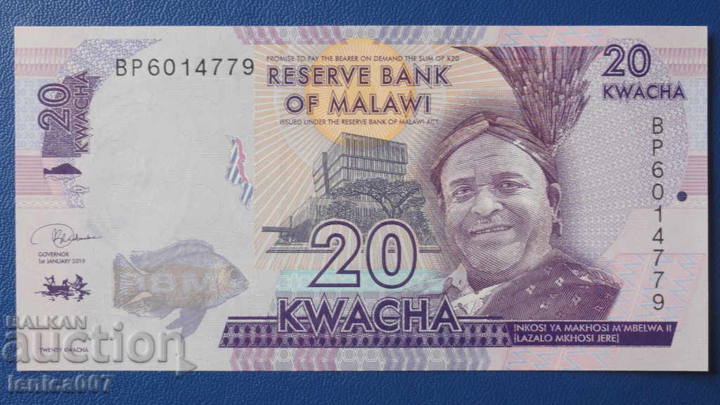 Auction  Malawi 2019 - 20 Kwacha UNC