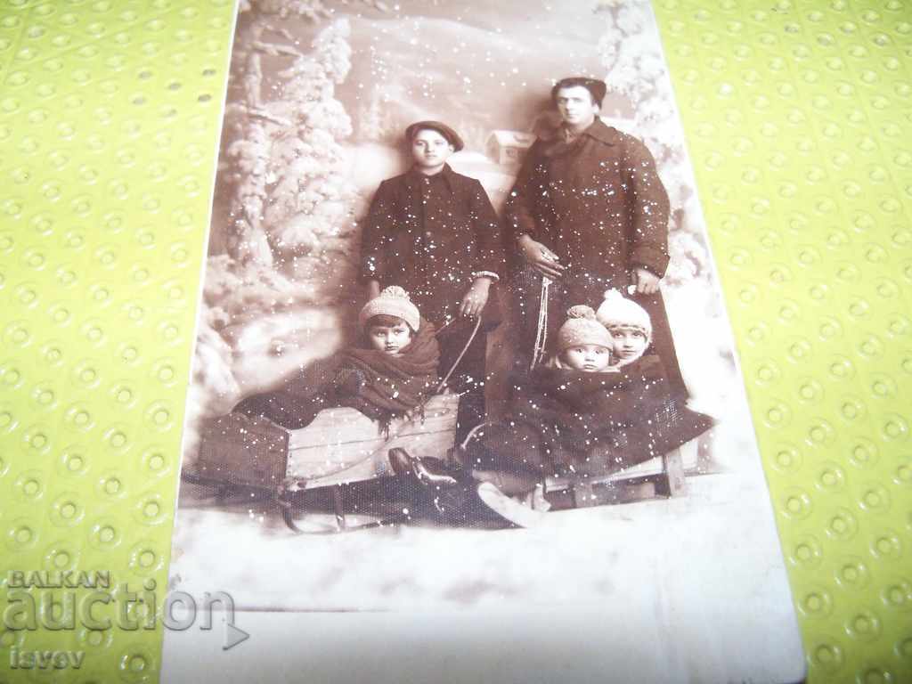 Very beautiful old postcard-photo on a unique winter theme