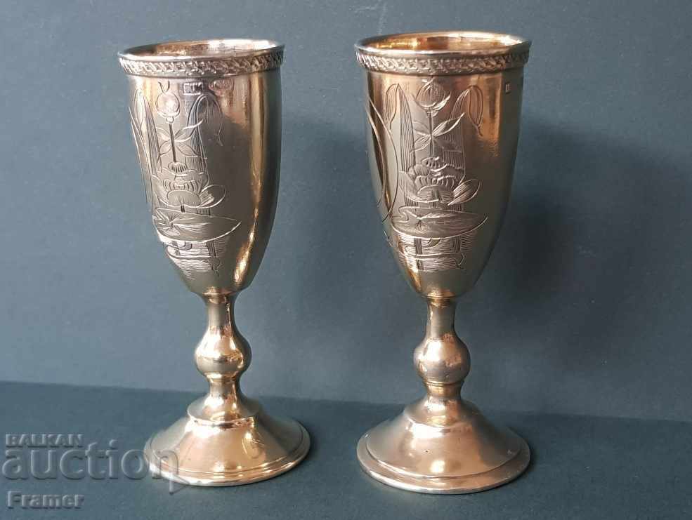 CHIFT Russian Moscow 19th century silver cups 84 with GOLD PLATING cup with price 430.00 BGN | € 219.86 CHIFT Russian Moscow 19th century silver cups 84 with GOLD PLATING cup with price 430.00 BGN | € 219.86