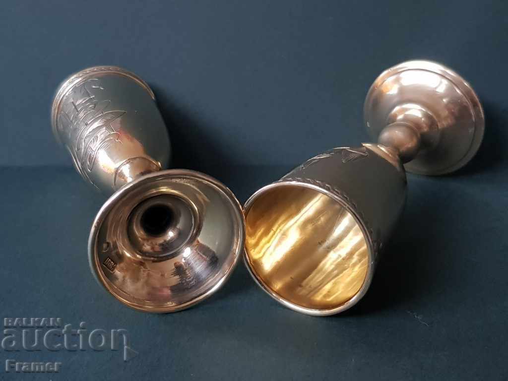 CHIFT Russian Moscow 19th century silver cups 84 with GOLD PLATING cup - 5 CHIFT Russian Moscow 19th century silver cups 84 with GOLD PLATING cup - 5