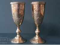 CEAINIC Rus Moskva secolul al XIX-lea cești argint 84 cu AURIRE ceașcă