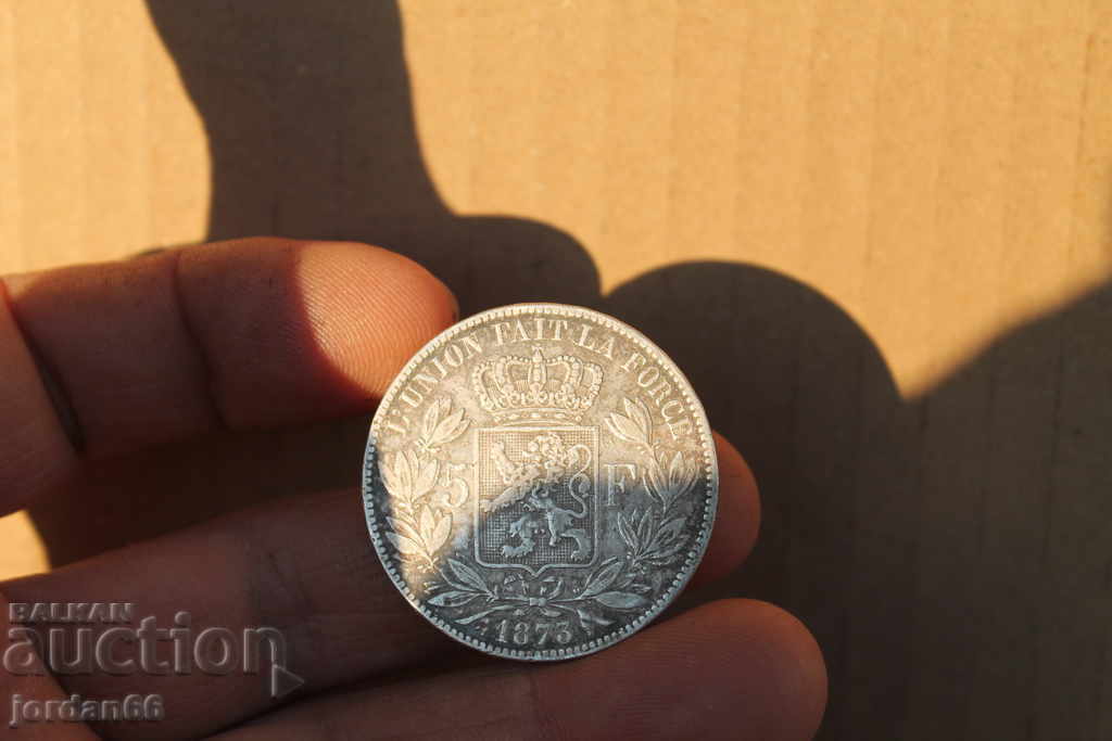 Монета 5 Франка 1873г Белгия