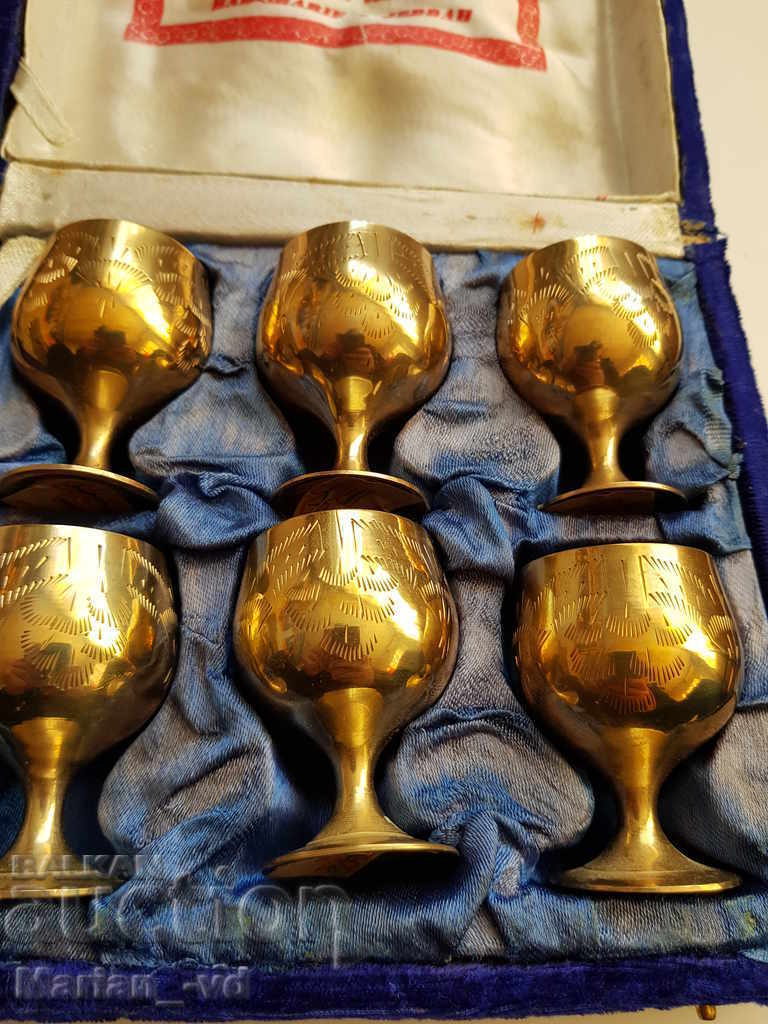 Old set of six brass goblets with price 70.00 BGN | € 35.79 Old set of six brass goblets with price 70.00 BGN | € 35.79