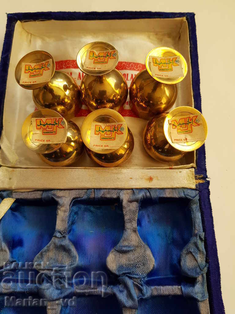 Auction Old set of six brass goblets Auction Old set of six brass goblets