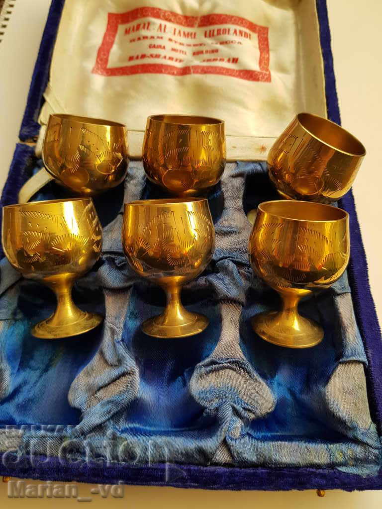 Old set of six brass goblets - 5 Old set of six brass goblets - 5