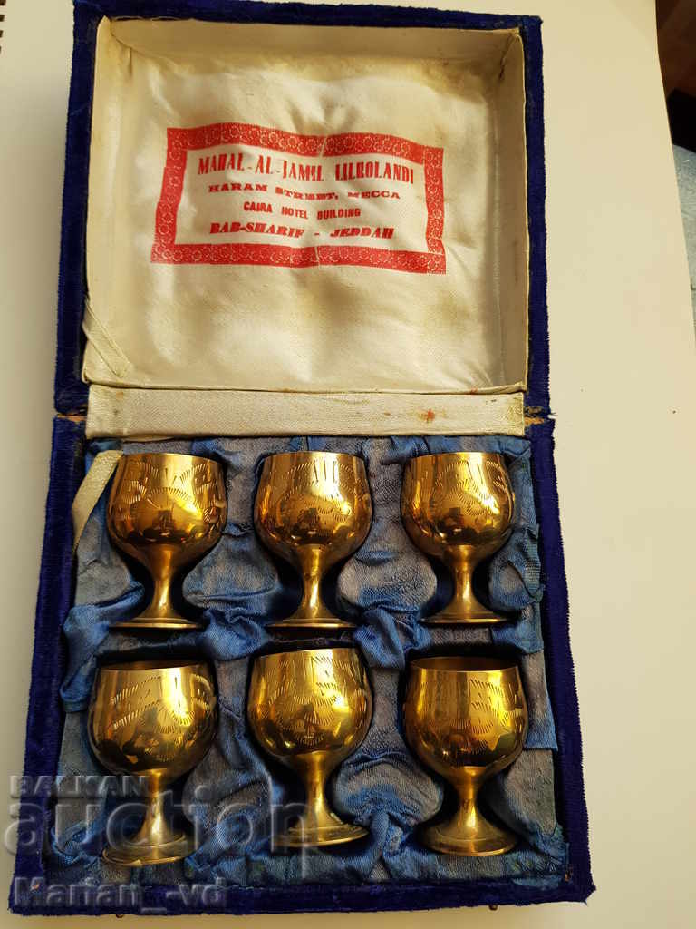 Old set of six brass goblets
