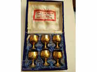 Old set of six brass goblets