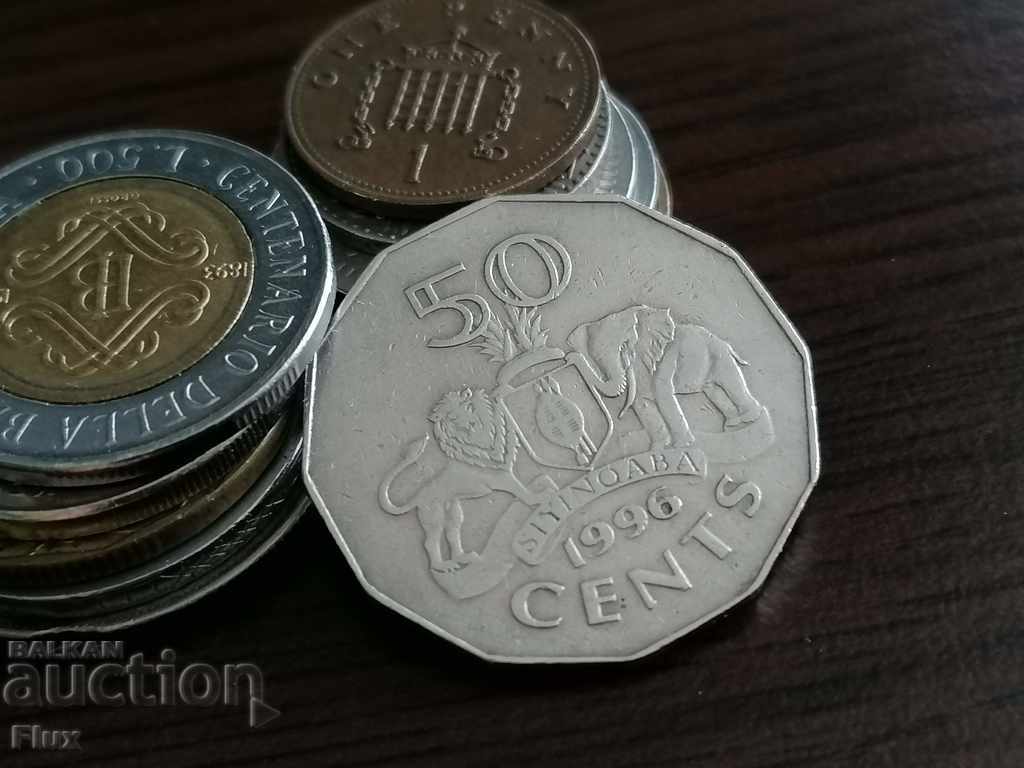 Coin - Swaziland - 50 cents 1996
