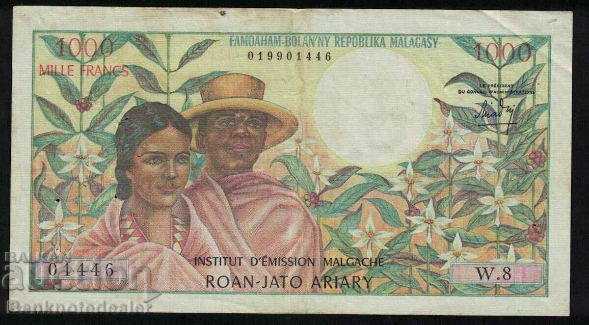 Madagascar 1000 Francs 1966 Pick 59 Ref 1446
