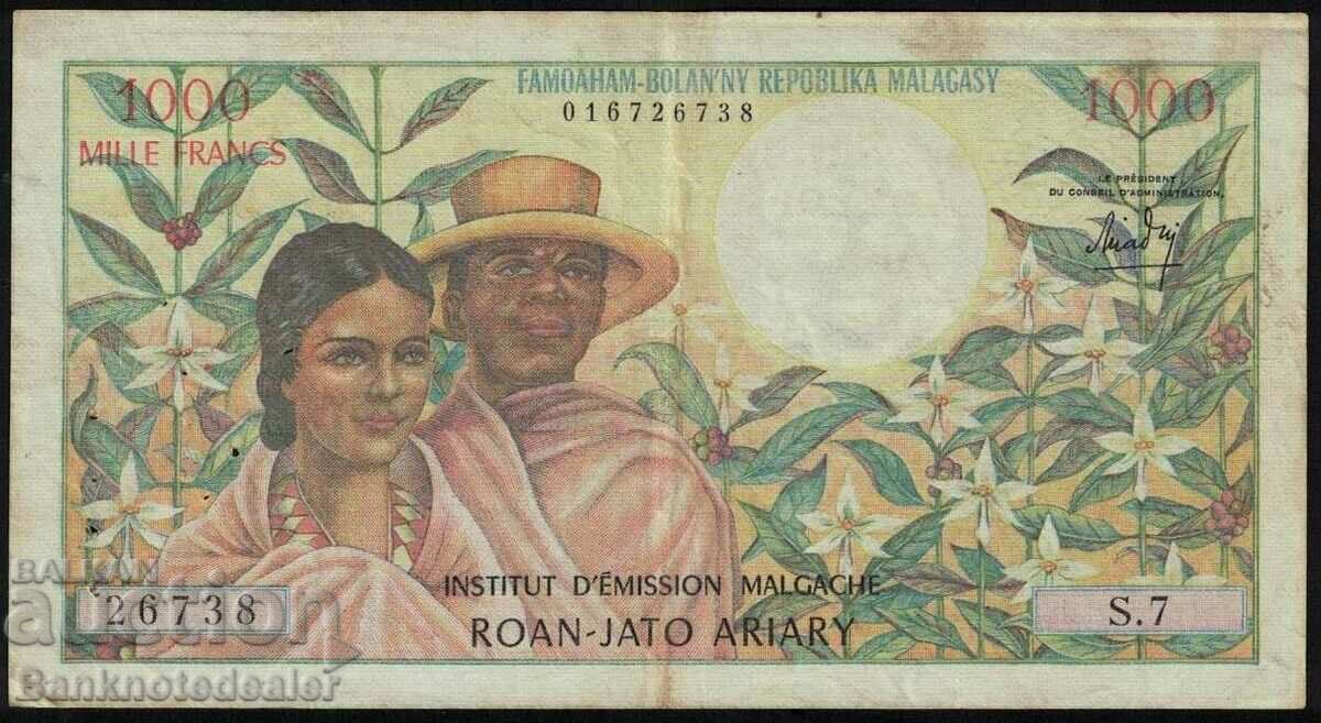 Madagascar 1000 Francs 1966 Pick 59 Ref 6738