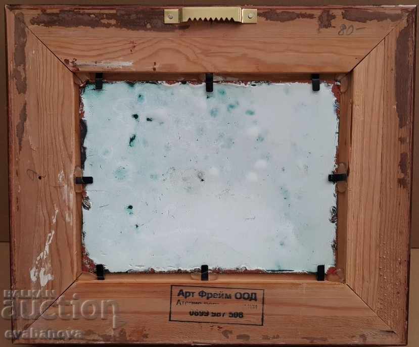 Picture Landscape Old Bridge 1950s enamel - 5 Picture Landscape Old Bridge 1950s enamel - 5