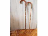 Two old Tyrolean canes with badges