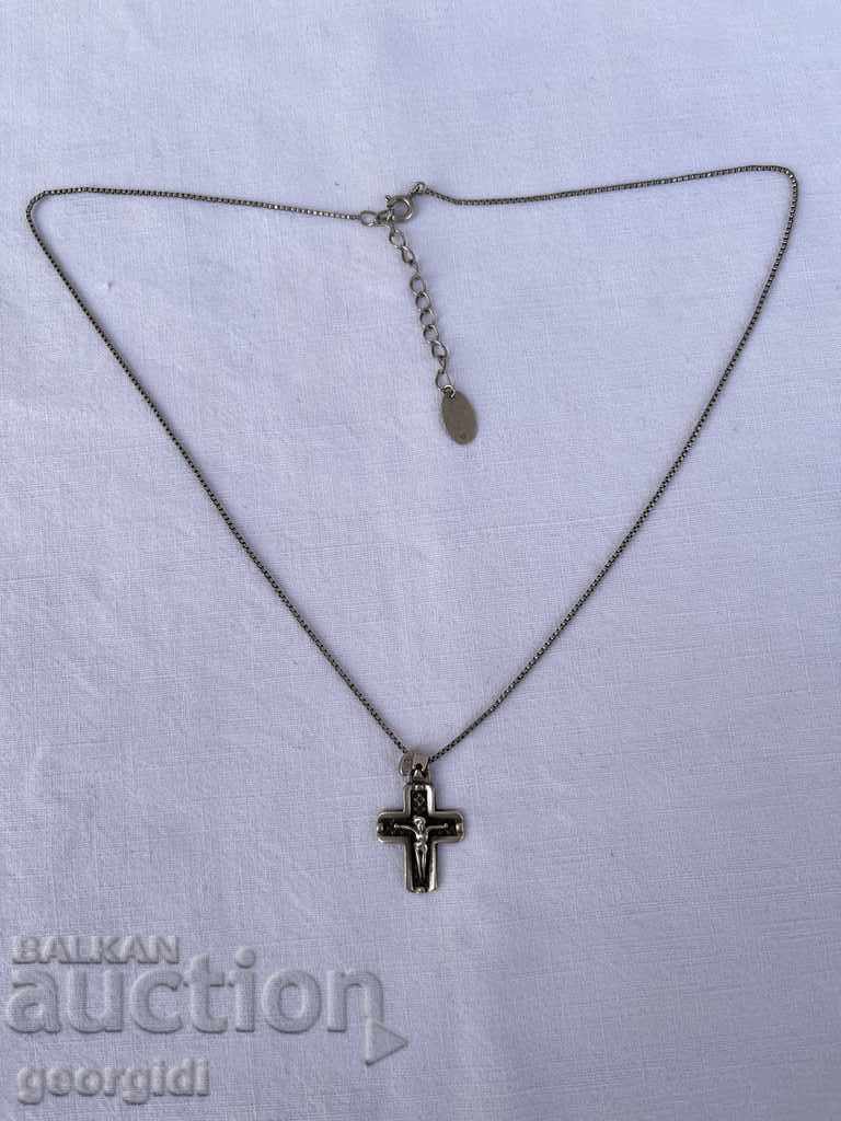 Silver chain with pendant / cross №1088