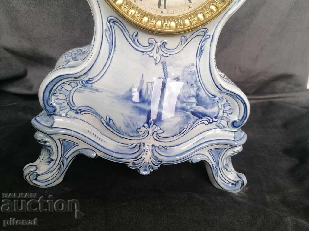 Auction  Antique porcelain table clock alarm clock