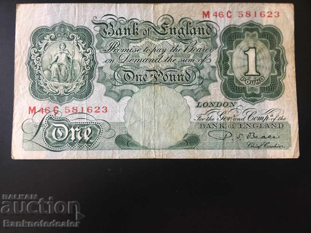 Anglia 1 Pound 1949 -55 P S Beale Pick 369 Ref 1623