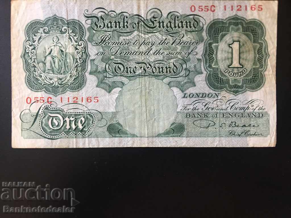England 1 Pound 1949 -55 P S Beale Pick 369 Ref 2165