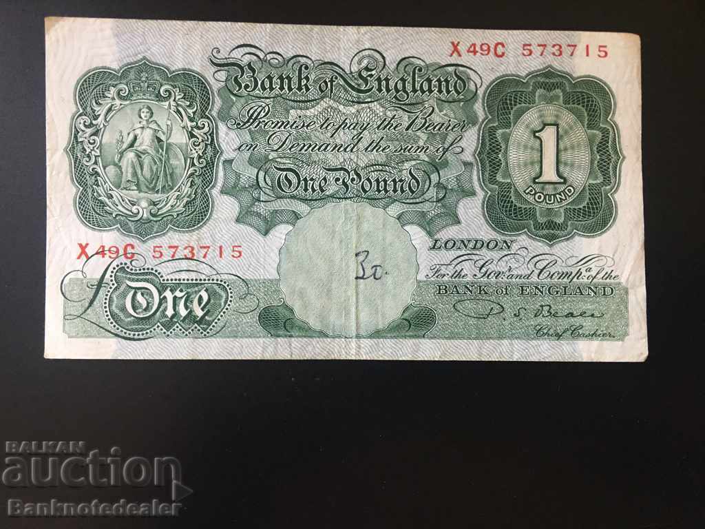 England 1 Pound 1949 -55 P S Beale Pick 369 Ref 3715