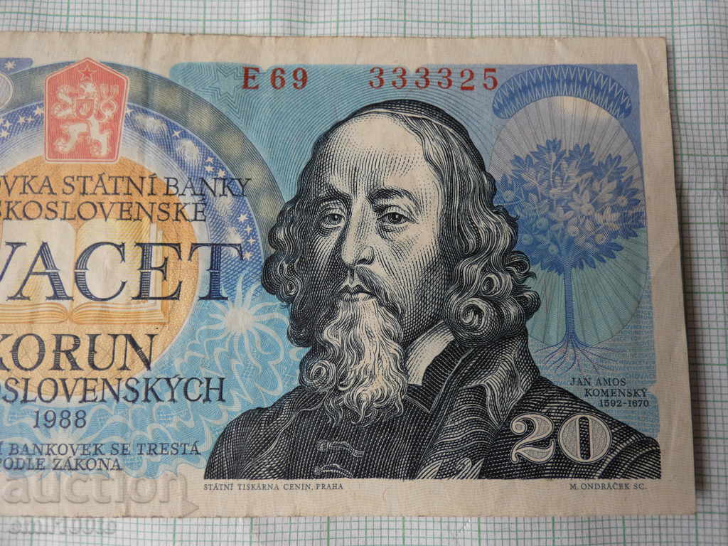 Auction 20 kroner 1988 Czechoslovakia Auction 20 kroner 1988 Czechoslovakia