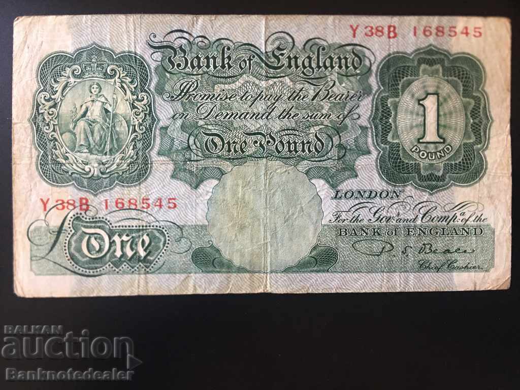 Anglia 1 Pound 1949 -55 P S Beale Pick 369 Ref 8545