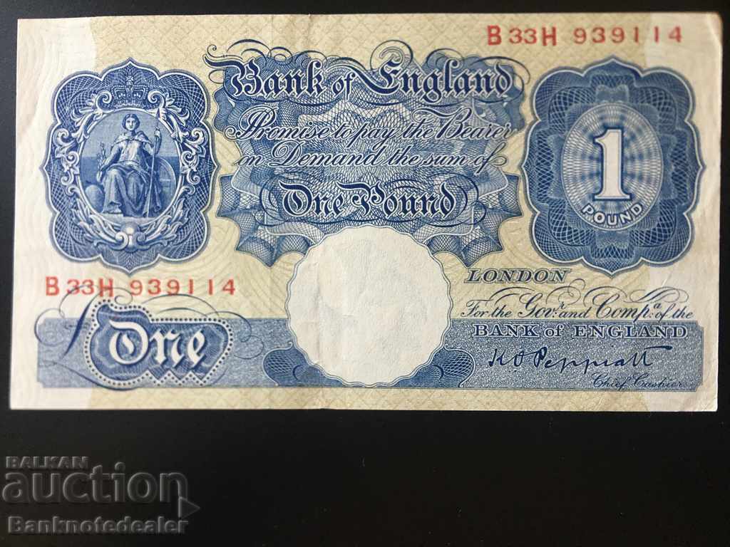 Anglia 1 Pound 1940 -48 K O Peppiatt Pick 367 aUnc Ref 9114