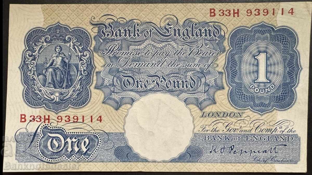 England 1 Pound 1940 -48 K O Peppiatt Pick 367 aUnc Ref 9114