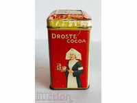 1910S METAL BOX NETHERLANDS COCOA COAT OF ARMS NUN