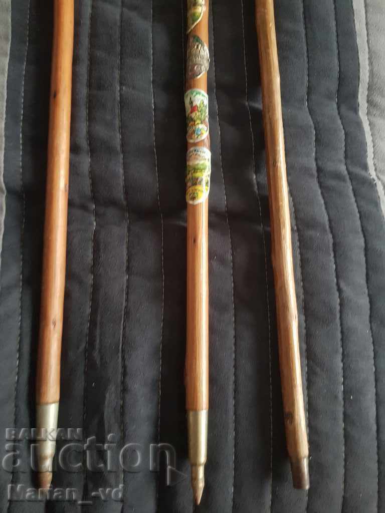 Delivery of Three old Tyrolean canes with badges Delivery of Three old Tyrolean canes with badges