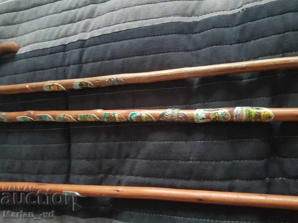 Three old Tyrolean canes with badges - 5 Three old Tyrolean canes with badges - 5