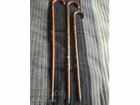 Three old Tyrolean canes with badges
