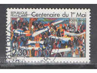 1990. Франция. 100 год. 1-ви май - Международен ден на труда