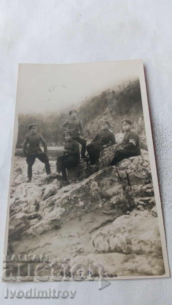 Photo Vehtino Officers on the rocks by the river 1936