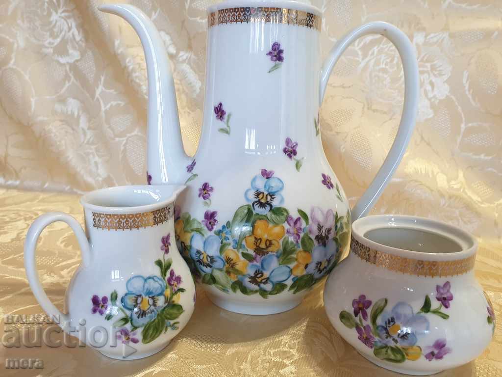 Porcelain set of jug, sugar bowl and lattice - Bavaria with price 45.00 BGN | € 23.01 Porcelain set of jug, sugar bowl and lattice - Bavaria with price 45.00 BGN | € 23.01