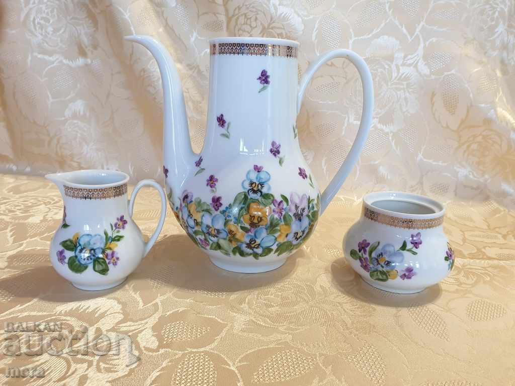 Porcelain set of jug, sugar bowl and lattice - Bavaria